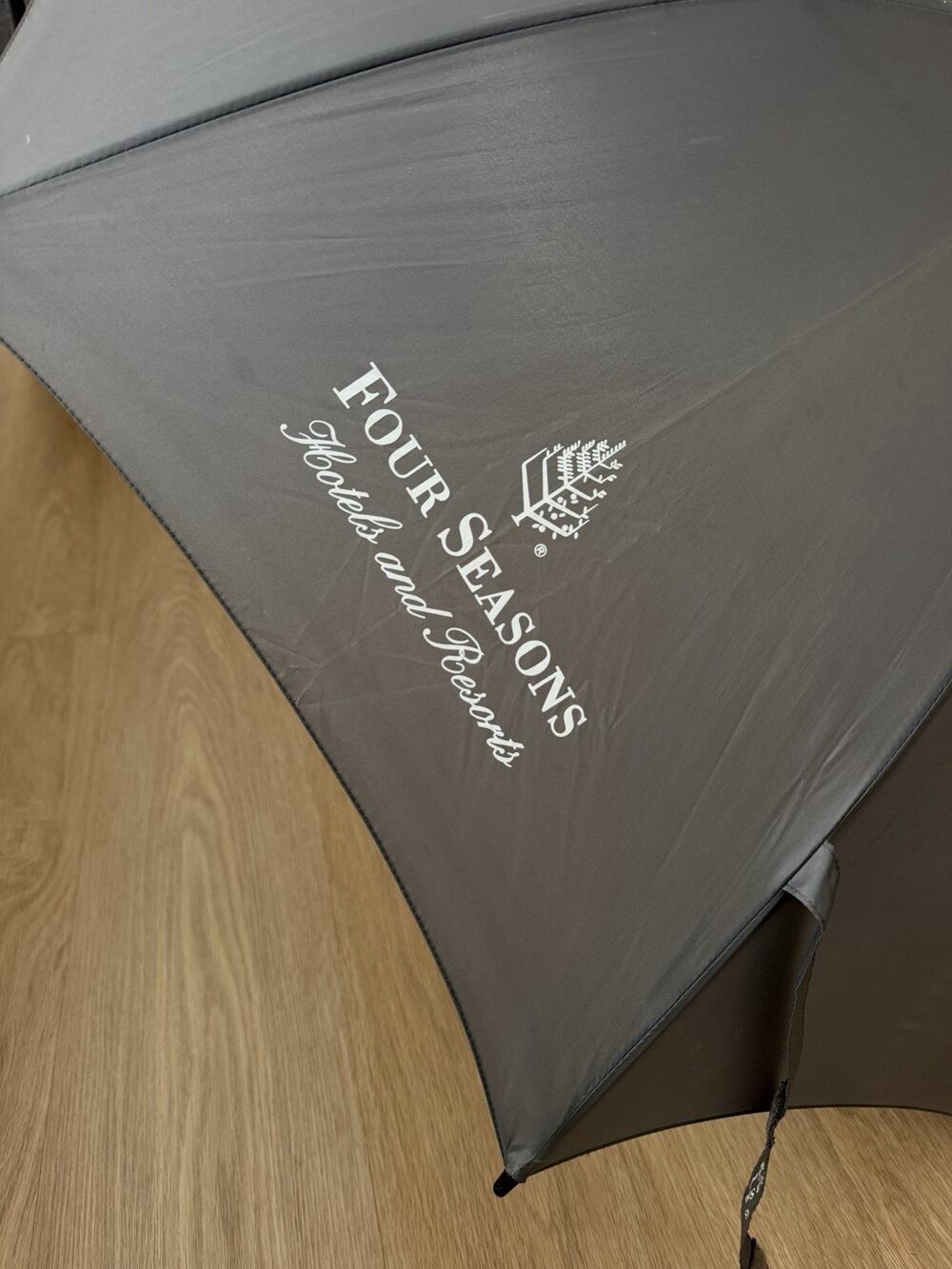 Vintage Gray Four Seasons Folding Umbrella W/ Wooden Handle